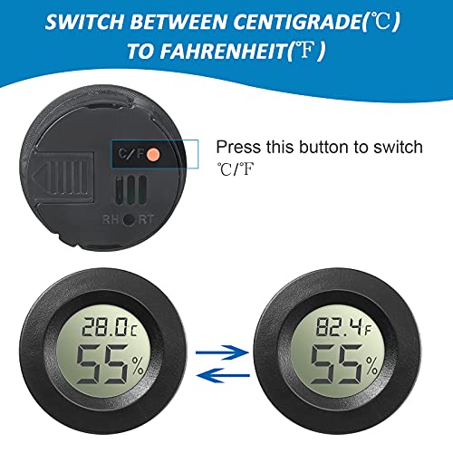 Weewooday 8 Pcs Mini Hygrometer Thermometer Digital LCD Monitor Indoor/Outdoor Room Humidity Meter Temperature Gauge for Greenhouse Garden Reptile Incubator Cellar ℉/℃ (Black,White) - size: Black, White