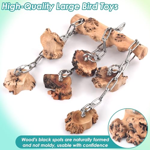 DBNESS Bird Toys for Parrots, Durable Wooden Hardwood Blocks with Stainless Steel Hanging Natural Chew Toy for Macaws African Greys Amazon Cockatoos Medium Large Parrot Similar Sized Pet Parrot - style: Horizontal String
