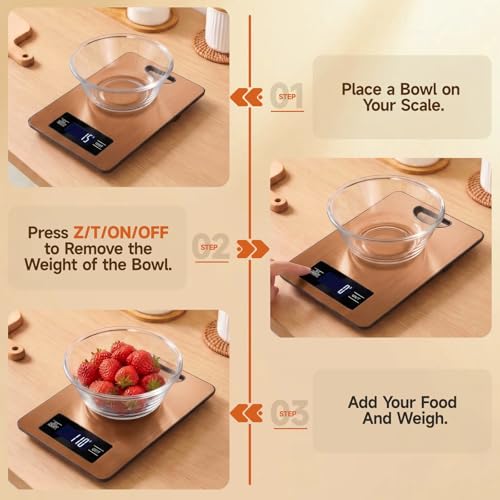 Food Scale, Digital Kitchen Scale with Hanging Loop, 11lb Baking Scale | 1g Accuracy, g/oz,etc.5 Unit Conversion, Tare Function, Fingerprint-Resistant Steel, Suitable for Cooking, Baking ,Meal Prep - color: Rose Gold