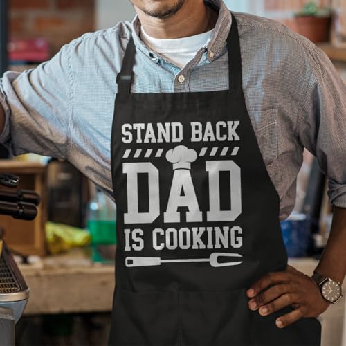 SANDJEST Funny Mens Aprons with Pockets for BBQ Grilling Cooking Grandpa Husband Apron for Birthday Christmas Father's Day - color: Dad 3