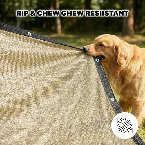 Amgo 90% UV Block Sun Shade Cloth for Dog Kennel Cover, 2' x 2' Beige Pet Playpen Sunshade with Grommets, Durable Mesh Tarp for Crate, Patio, Stable,Chicken Coop & Outdoor Privacy Screen. - color: Beige, size: 2' x 2' Custom Size
