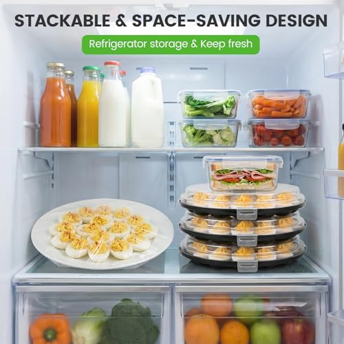 HANSGO Deviled Egg Containers with Lid, 3 PCS Deviled Egg Platter Carrier | Deviled Egg Trays with 66 Slots for Party, Home Kitchen, Easter, Thanksgiving and Other Festival, Black - color: 3pcs Black