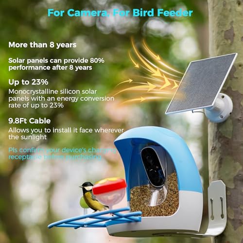 5V Solar Panel for Seucrity Cameres, for Bird Feeder Trail Cam, Ring Tapo Eufy Vicohome Eseecloud, Native USB-C, Micro-USB & DC 3.5mm*1.35mm 9.8 Ft Cable 23% Energy Conversion 180 Days Care Plan - color: 2 Pack Ring USB-C & Micro_USB & DC 3.5mm*1.35mm