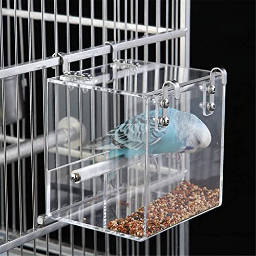 Automatic Bird Feeder No Mess Bird Cage Pet Feeder Seed Food Container for Parakeet Canary Cockatiel Parrot Finch Canary Acrylic (8.3 x 8.3 x 8.3 inch) - size: 8.3 x 8.3 x 8.3 inch