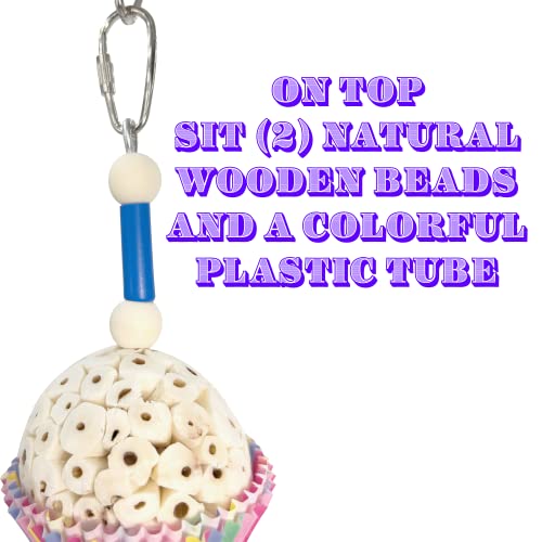 1564 Double Tutu Chew - Handcrafted Hanging Sola Wood Shreddable Bird Cage Toy, Handmade Sola Wood Balls, Bakery Grade Cup Cake Cups, Foraging Fun for Med Size Pet Birds - size: Double Tutu