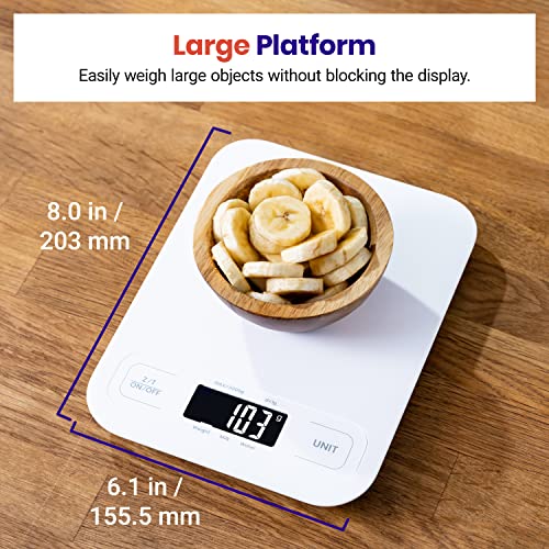 Etekcity Food Kitchen Scale, Digital Grams and Ounces, Large | Tare function, ideal for baking, weight loss, keto, meal prep, packages, liquids and jewelry, White - color: Clean White