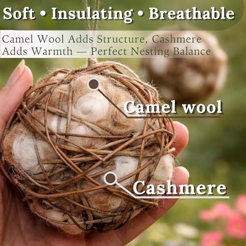 Hummingbird Nesters Bird Nesting Material Holder for Wild Birds Humming Bird House Materials Gifts for Bird Watching Nature Lovers Refillable Outdoor Bird Station (3 Balls Safe Nesting Starter Kit) - color: 3 Balls Safe Nesting Starter Kit