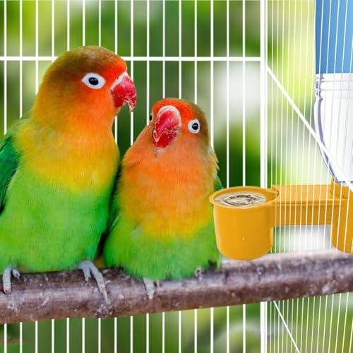 kathson 20 Pcs Bird Drinker Feeder Plastic Soda Pop Water Bottle Cup Ideal for Chicken Pigeons Birds Feeder Trough Animal Feeding Accessories(Yellow) - color: Yellow