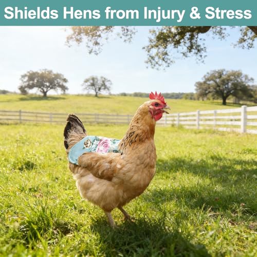 NCONCO Chicken Saddle for Hens, 5 Pack Chichen Aprons with Elastic Straps Breathable Canvas Feather Back Protector for Hens Secure Fit Poultry Accessories
