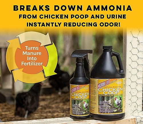 MICROBE-LIFT Chicken Coop Cleaner and Odor Eliminator, Use on All Surfaces and Supplies, Turns Chicken Poop Into Fertilizer, Ammonia Reducer, Highly Concentrated and Safe Formula, 32 Ounces - size: 32 Fl Oz (Pack of 1)