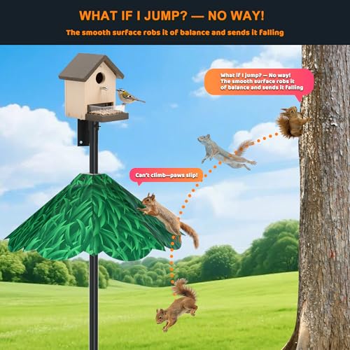 Oversized 21 Inch Metal Squirrel Baffle, Chew-Proof Weatherproof Squirrel Guard for Bird Feeder Pole and 4x4 Post, Outdoor Hanging Squirrel Proof Baffle, Green