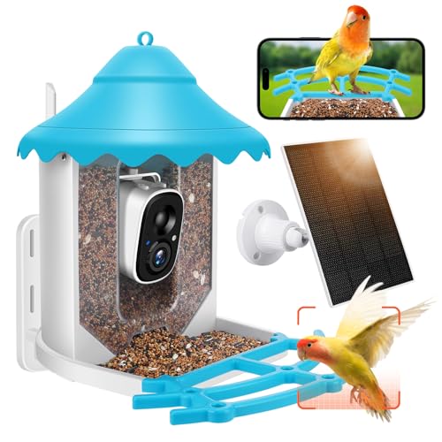 2K HD Smart Bird Feeder with Camera &Solar Powered | Bird Feeder Camera Wireless Outdoor, AI Identify Bird Species, Auto Capture Videos, Instant Notifications SD&Cloud