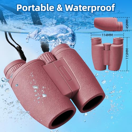 8x30 Binoculars for Adults, High Power Compact Binocular for Travel Hiking Concert Ship Cruise Hunting Bird Watching, Red Waterproof Binocular for Kid - color: Red, size: W/T Accessories