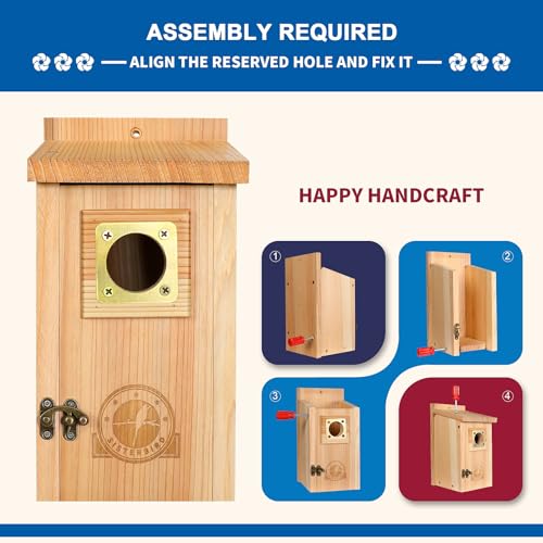 SISTERBIRD Bird Houses for Outside Clearance with Copper Guard, Cedar Bird House Outdoor, Bluebird Finch Swallow Wren Chickadee - color: Burly Wood & Copper-colored -- 1PC