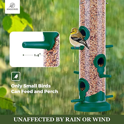 Kingsyard 2 Pack Tube Bird Feeders for Outdoors Hanging, Premium Hard Plastic Bird Feeder with 6 Feeding Ports, Weatherproof & Steel Hanger, Attracting for Wild Birds (Green) - color: Green