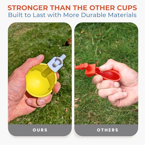 Lil'Clucker - Large Automatic Chicken Waterer Cups Suitable for Ducks, Geese, Turkeys, and Bunny Rabbit - Water Feeder Kit - Poultry Waterer (Yellow, 8 Pack) - color: Yellow, size: 8 Pack
