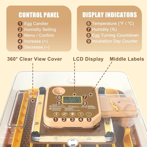 Gen IV - 48 Egg Fully Automatic Incubator, 2026 Upgraded Design, Intelligent Sensor-Based Humidity & Temp Control, Custom Days, Adjustable Auto Turning & Stop, Chick Separator, Flexible Egg Spacing - size: 48 egg-brown