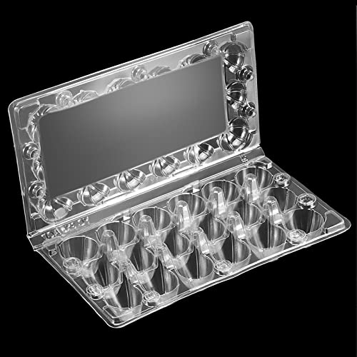 JAPCHET 100 Pack Stackable Plastic Egg Cartons - Reusable, Cheap Bulk, 18 Grid, Quail Egg Container - size: 100 Pack 18 Grid
