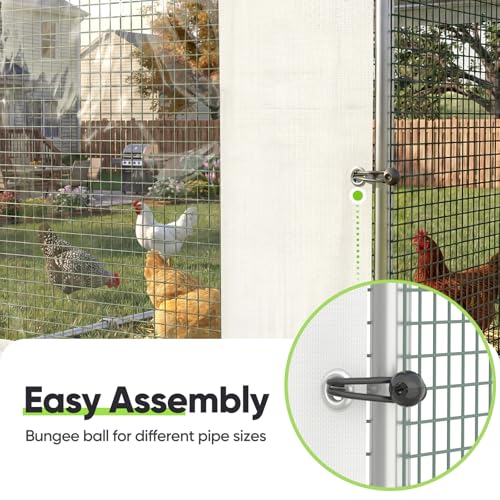 Quictent 6.6x4 FT Chicken Coop Cover Heavy Duty Winter Wrap with Window, Waterproof Chicken Run Tarp, Windproof Insulation Shield, 20 Ball Bungees (Side Panels, 2 Packs)