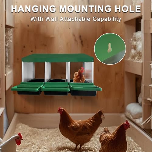 Eggluuz Chicken Nesting Box, 3 Compartments Chickens Egg Laying Nest Boxes for Hens Green - size: 3 Holes