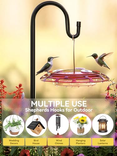 Bird Feeder Pole, 78" Shepherds Hooks for Outdoor, Hummingbird Feeders Stand Heavy Duty with Stable 5-Prong Base, Hanging Plant Shepherd Hook Hanger Stick for Outside Garden Yard Wedding - size: 78"