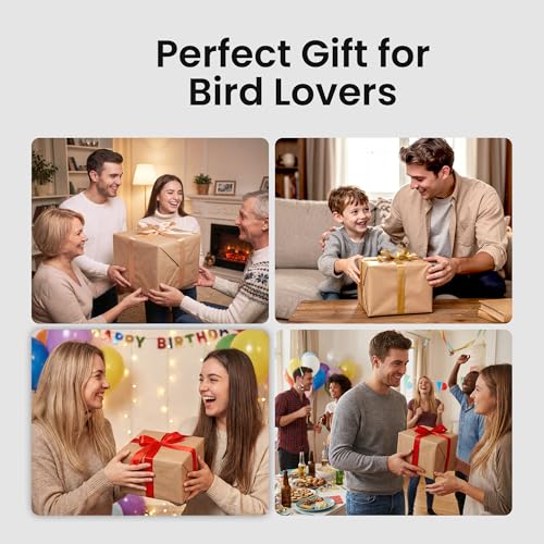 Bird Feeder with Camera Solar Powered, 3K HD Video, AI Bird Recognition, Auto Capture with Instant Notifications, IP65 Weatherproof, Gifts for Seniors Bird Watchers, Brown - color: Brown-3K