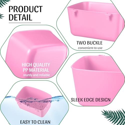 Zhehao 20 Pcs Bird Cage Cups Chicken Feeder Waterer Cups 18 oz Pigeon Feeder Plastic Poultry Wire Cage Hanging Chicken Water Bowl for Pet Bunny Poultry(Pink) - color: Pink