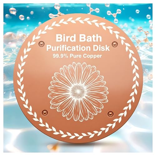 OICEME Bird Bath Purification Disk Pure Copper Outside Winter Birdbath Hummingbird Solar Power Wild Cleaner Heater Deicer Cage Hanging Bowl Feeder Cage Dispenser Water Gift - color: 1 pcs Copper Daisy