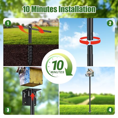 Bird House Poles for Outdoors, Heavy Duty 75 Inch Birdhouse Stand Stake 1 Inch Diameter Metal Bird Mounting Pole for Yard Garden - size: 75"