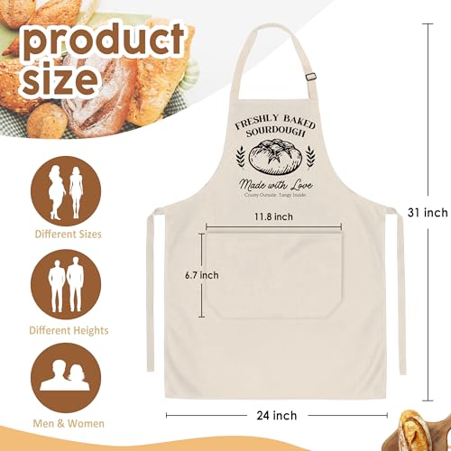 Freshly Baked Sourdough Apron for Women with Deep Pockets - Funny Bakers Apron, Unique Sourdough Gifts for Women & Bread Bakers, Adjustable Kitchen Apron for Mom, Mother’s Day Baking Gift - B09 - color: Freshly Baked Sourdough