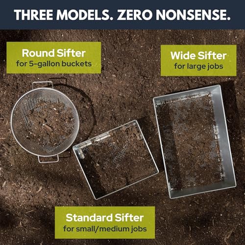 Soil Sifter, 3/8-inch Compact Galvanized Garden Sieve with Gloves | Compact & lightweight, perfect for trapping and small sifting jobs - size: 3/8 inch