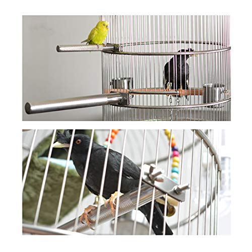 Bird Perch Stainless Steel Stand Parrot Rod Grinding Claws Trimming Beak Nails Grinding Stick Exercise Platform for Parakeet Cockatiel Conure African Grey Macaw Finch Bird Cage Accessories (L) - size: L: 11.79x 0.98inch
