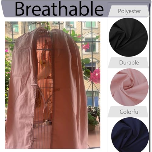 QBLEEV Round Parrot Birdcage Cover, Pet Universal Blackout Cage Cover Shade | Windproof light-proof sleep reduces distractions night accessories cloth without cage, bow tie clouser, easy to wear - color: Pink