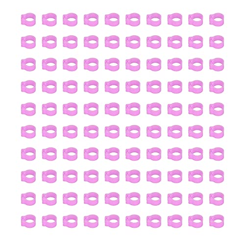 Omabeta Pigeons Leg Rings, Plastic Cold- Durable Lightweight Easy-to-Install Identification Leg Rings, for Pigeon Identification, Pink, 8mm, 100PCS - color: Pink