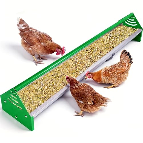 47" Chicken Trough Feeder - Galvanized Steel Feed Trough with Drainage Holes & Red Crossbar for Chicken, Duck, Turkey | Heavy Duty, Rust-Proof & Easy-Clean Design - color: Green