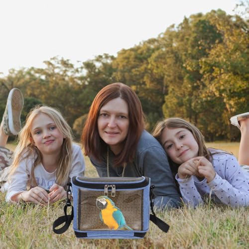 VANZACK Transparent Parrot Carrier Cross Body Pouch Portable Outdoor Bird Cage with Zippered Closure and Adjustable Shoulder Strap for Travel Camping Hiking