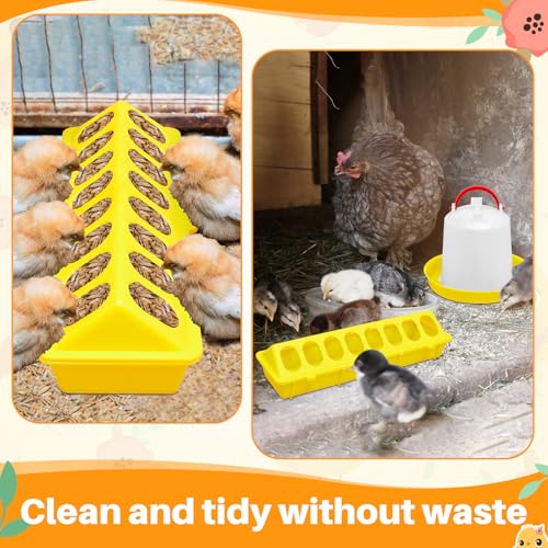 Funnymoom 12 Pack Chicken Feeder and Waterer Set Bird Small Poultry Feeder Flip Top Bird Small Poultry Feeding for Pigeon Chick Drinker Duckling Quail Feeding Dispenser(Yellow,8 Holes) - color: Yellow, style: 8 Holes