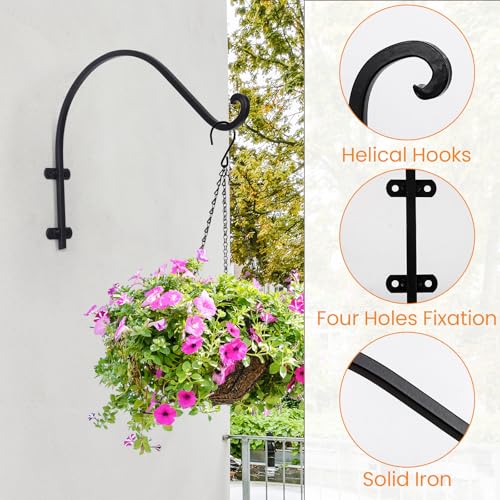 16 Inch Plant Hangers Outdoor,4 Pack Heavy Duty Plant Hanger Bracket | Hanging Basket for Plants Outdoor Brackets,80lbs Weight Capacity for Hanging Baskets,Bird Feeders,Lanterns and Wind Chimes - size: 16inch-4pcs