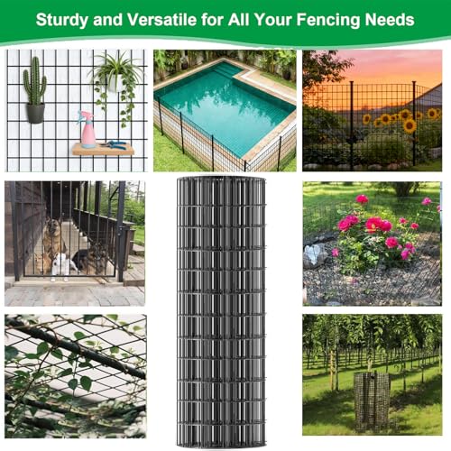 Welded Wire Fence 36inch x 50ft, 2inch x 3inch Black Chicken Wire Fencing, 16Gauge PVC Coated Garden Wire Fence Rolls, Anti-Rust Metal Fencing for Yard Plant Protection Poultry Netting - size: 3ft x 50ft