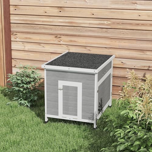 PawHut Duck Coop, Wooden Chicken House Rabbit Hutch with Openable Roof, Removable Floor, Double Doors, Ramp, Duck House for 2-4 Chickens, Geese, 25" x 32" x 30" | Wooden Chicken House Rabbit Hutch, Removable Floor, Double Doors, Ramp, Duck House for Geese