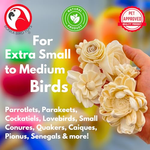 Bonka Bird Toys 3604 PK6 Sola Flower Foot Talon Craft Part Bird Toy Natural Foraging Chew Health Treat for Small to Medium Sized Birds and Other Small Pets