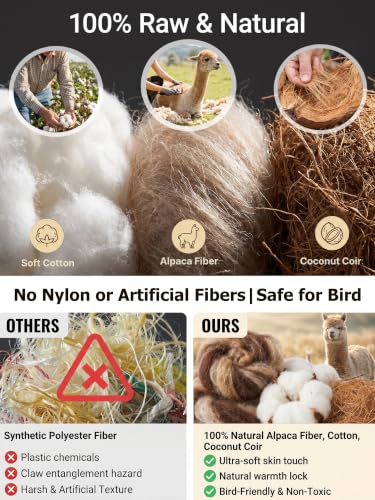 Star Shaped Handmade Alpaca Fiber Bird Nesting Holder, Refillable Natural Nesting Material for Wild Birds, Hummingbirds & Chickadees, Outdoor Garden Tree Decor, Gift for Bird & Nature Lovers - color: heart