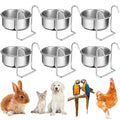 Layhit 6 Pcs 10 oz Kennel Pet Hanging Bowl Stainless Steel Coop Cup with Hanger None Spill Dog Crate Water Bowl Kennel Dog Rabbit Food Dish for Cage Cats Birds Chicken Reptiles