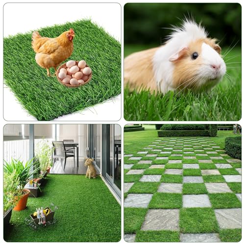 DI QIU REN 10 Pack Thickened Chicken Nesting Pads 12×12×1.37inch, Washable Artificial Grass Nesting Box Liners, Chicken Laying Pads Reusable Laying Turf Mats for Chicken Coop Pet Indoor Outdoor