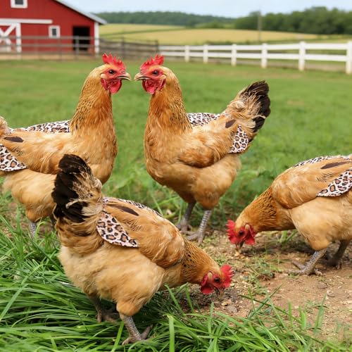 NCONCO Chicken Saddle for Hens, 5 Pack Chichen Aprons with Elastic Straps Breathable Canvas Feather Back Protector for Hens Secure Fit Poultry Accessories