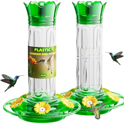 Birdream 2 Pack-20oz Hummingbird Feeders for Outdoors, Plastic Hummingbird Feeder with 5 Bee Guard Feeding Ports & Cleaning Brush, Leak Proof, Built-in Ant Moat, Green - color: Green, size: 2 Pack