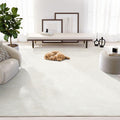 Abani Zen 4' x 6' Cream Rug – Neutral Layered Wavy Borders Pattern, Medium Soft Area Rug for Living Room & Bedroom, Durable & Easy to Clean - size: 4' x 6'