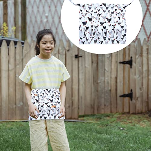 Egg Collecting Apron Chicken Egg Apron for Fresh Eggs Holder Deep Pocket Gifts for People with White Medium