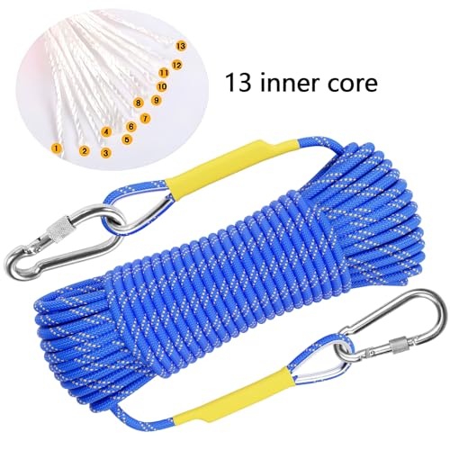 X XBEN Outdoor Climbing Rope 10M(32ft) 20M(64ft) 30M(96ft) 50M(160ft) 70M(230ft) 152M(500FT) 352M(1000FT) Static Rock Climbing Rope for Escape Rope Ice Climbing Equipment Fire Rescue Parachute - color: Blue, size: 1/3 Inch x 32 Feet