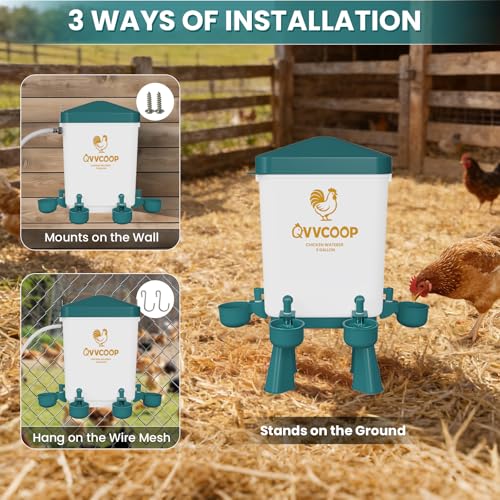3 Gallon Automatic Chicken Waterer with Float Valve, Water Contatiner Cup Dispenser for Chicken, Float Controlled Poultry Drinking Supplies, Standing/Hang Use, 3 Gallon, Blue - color: Blue